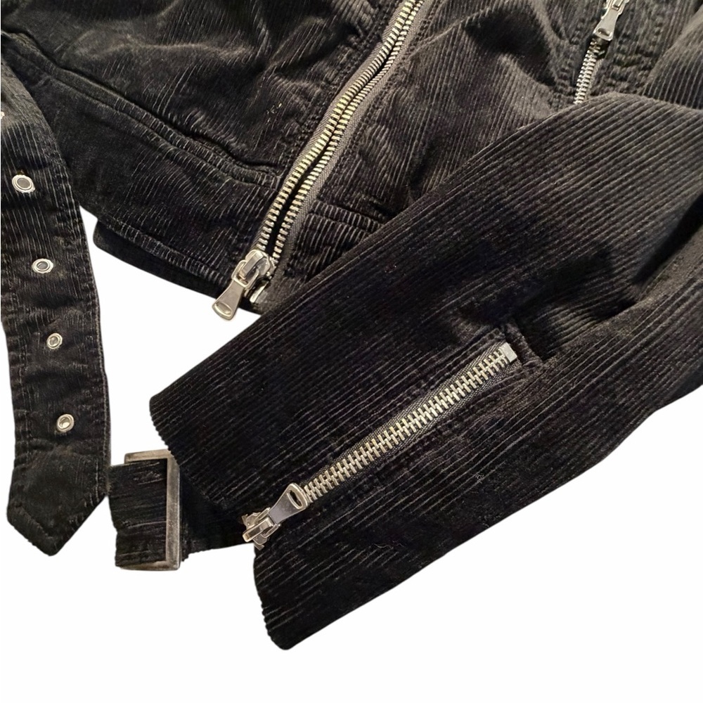 Paige Women's Shanna Black Corduroy Velvet Moto Jacket Size XS - Picture 8 of 14
